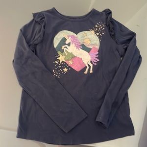 Navy blue long sleeve tshirt with unicorn